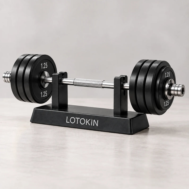 LOTOKIN Mini Barbell – Black Edition with Display Stand